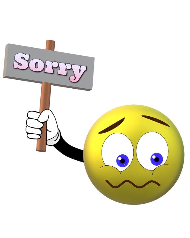 Foto sorry Foto van een smiley met een bordje met Sorry erop